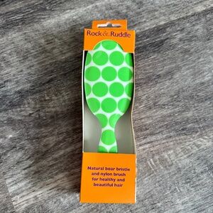 NIB ROCK & RUDDLE Green Polka Dot Large Hairbrush